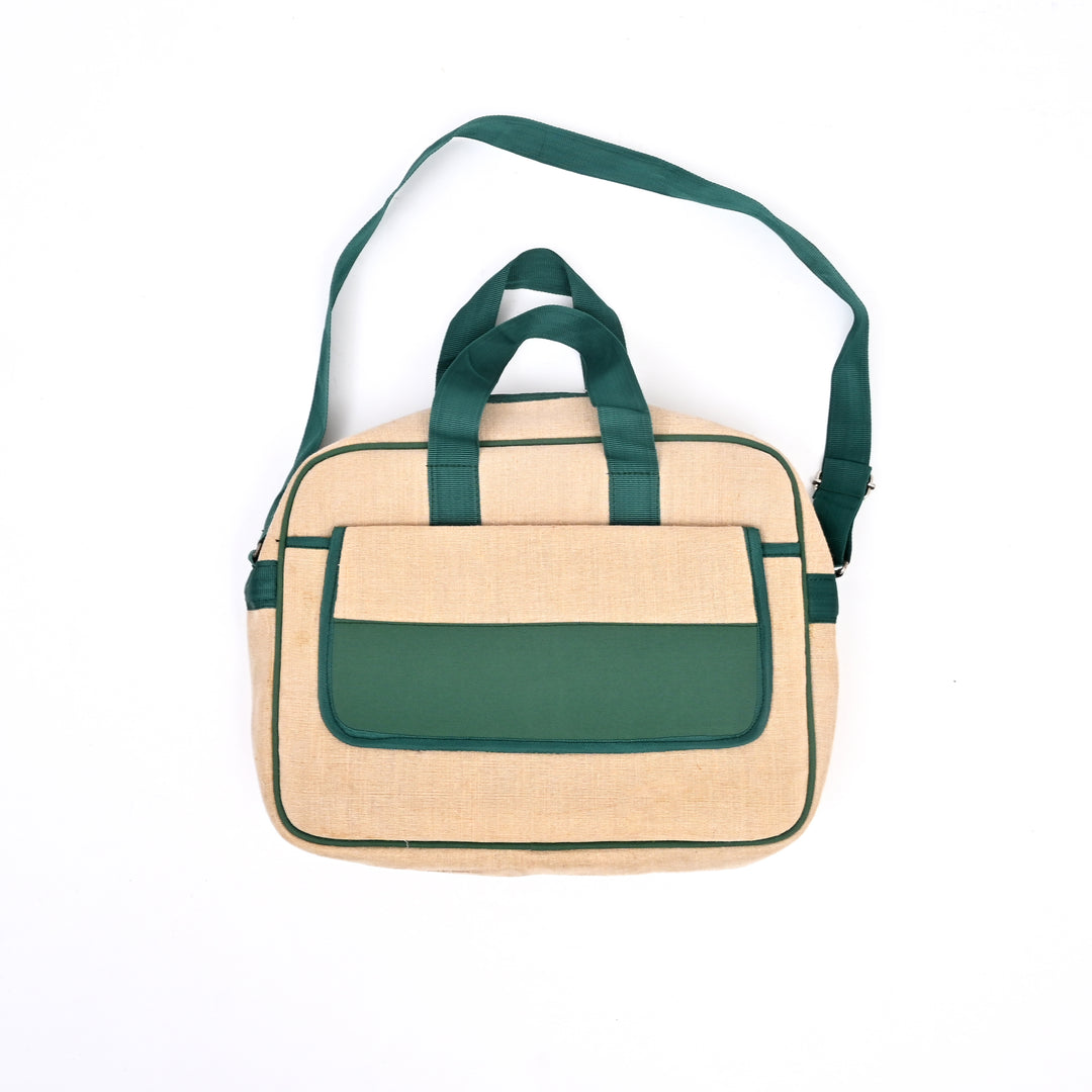 Beige Jute Silk Office Tote | Premium Natural Fiber Bag 16"