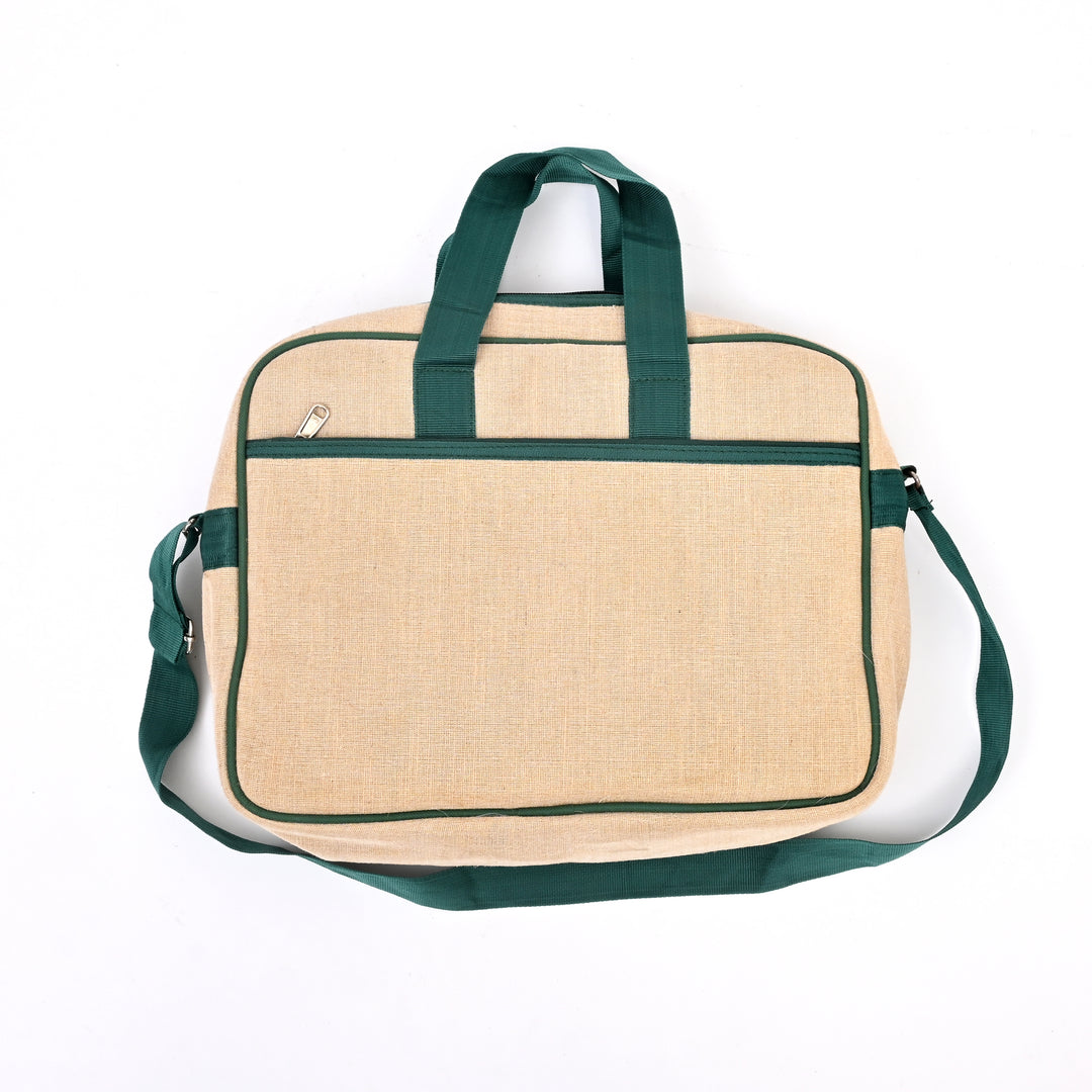 Beige Jute Silk Office Tote | Premium Natural Fiber Bag 16"