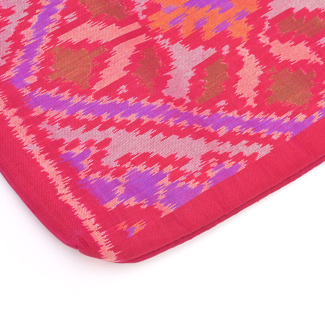 Handcrafted Ikat Blue Carry Bag with Wooden Handle | Traditional Elegance in a Modern Form