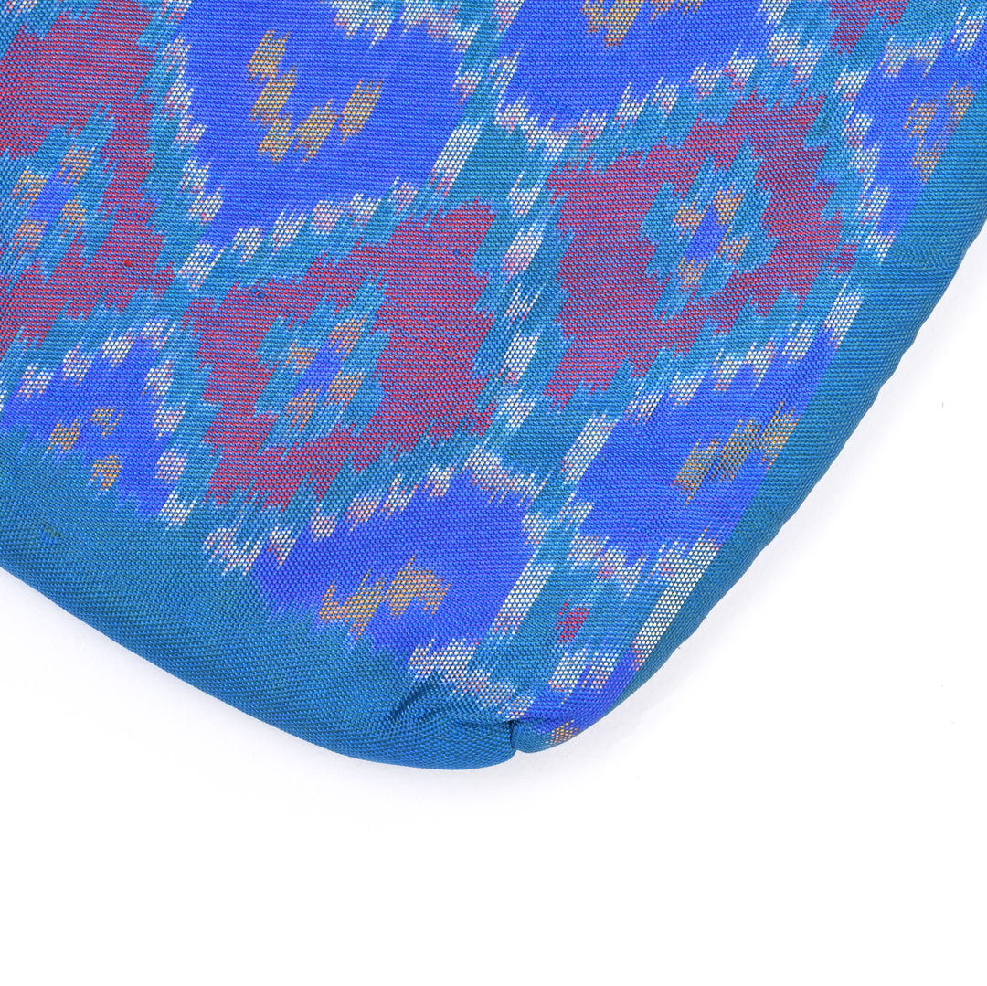 Artisanal Patola Silk Fabric Carry Bag - Blue Ikat Handwoven Tote