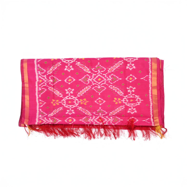 Patola Silk Stole in Pink Color, 86x22.5" Elegant Ethnic Accessory