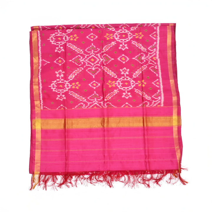 Patola Silk Stole in Pink Color, 86x22.5" Elegant Ethnic Accessory