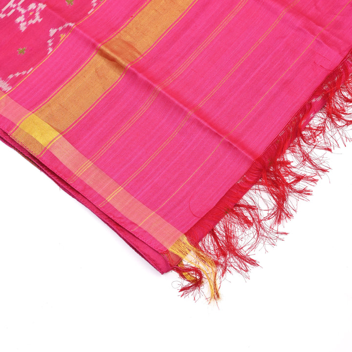 Patola Silk Stole in Pink Color, 86x22.5" Elegant Ethnic Accessory