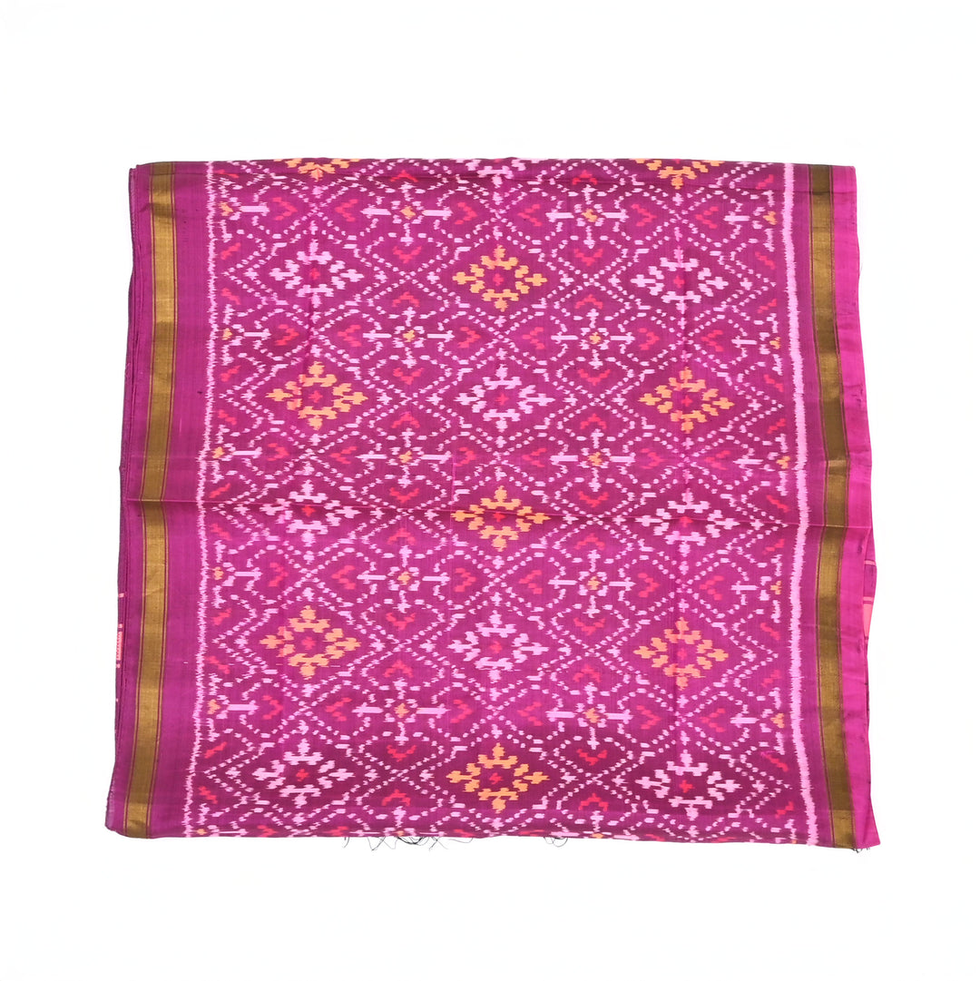 Handcrafted Patola Ikat Silk Stole | 84" x 23" | Dark Pink