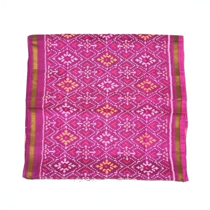 Handcrafted Patola Ikat Silk Stole | 84" x 23" | Dark Pink