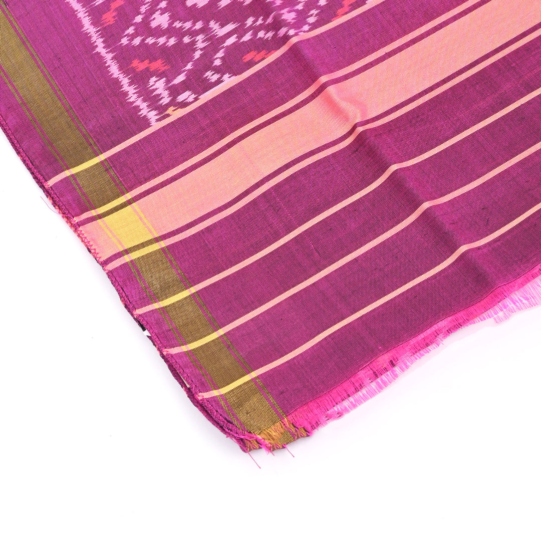Handcrafted Patola Ikat Silk Stole | 84" x 23" | Dark Pink