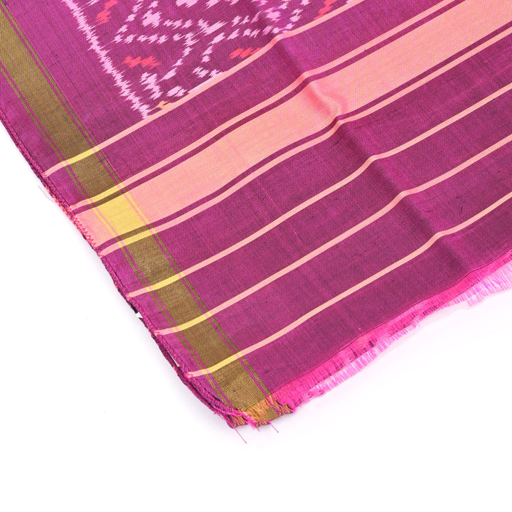 Handcrafted Patola Ikat Silk Stole | 84" x 23" | Dark Pink