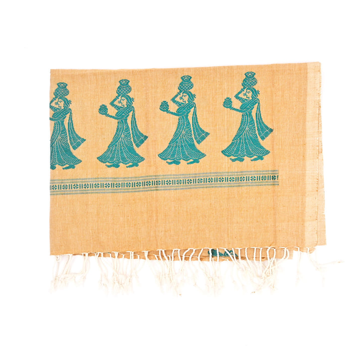 Handwoven Cotton Stole | Natural Dyes, Light Copper, 100X36"