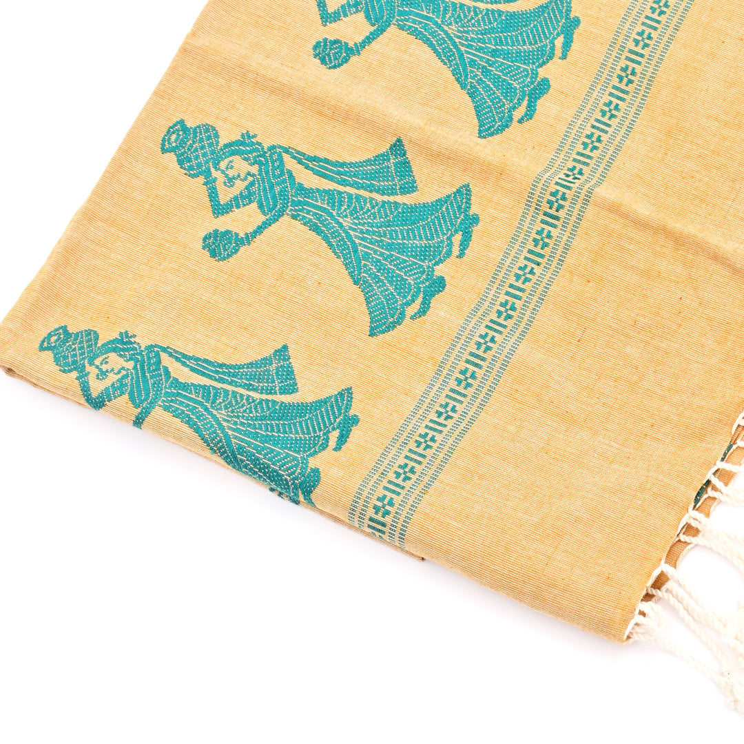 Handwoven Cotton Stole | Natural Dyes, Light Copper, 100X36"