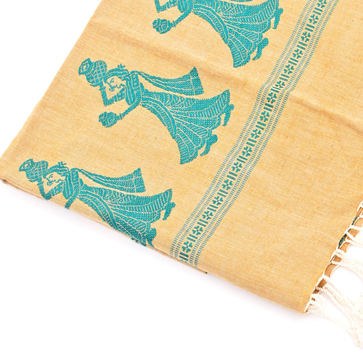 Handwoven Cotton Stole | Natural Dyes, Light Copper, 100X36"
