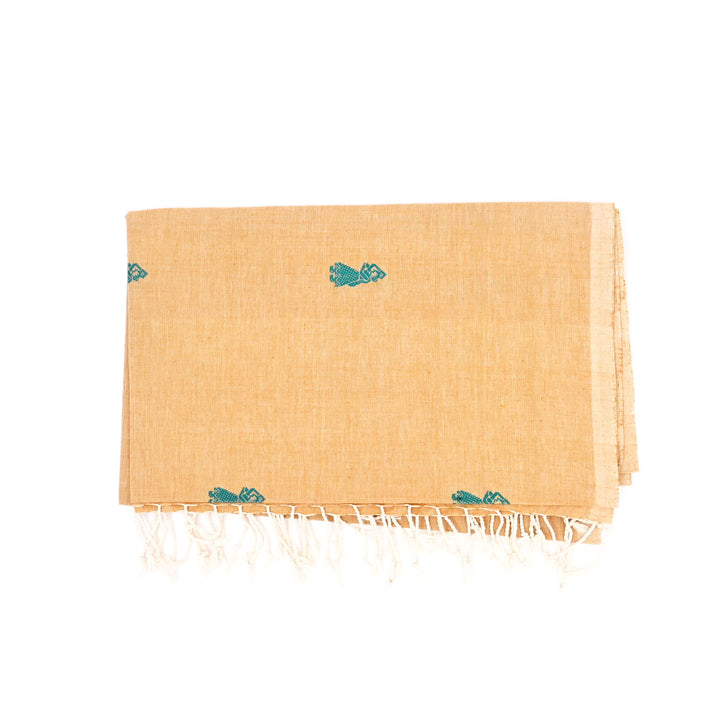 Handwoven Cotton Stole | Natural Dyes, Light Copper, 100X36"