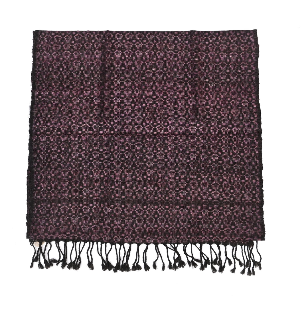 Tussar Silk Merino Wool Stole | Black/Purple, 78"x20"