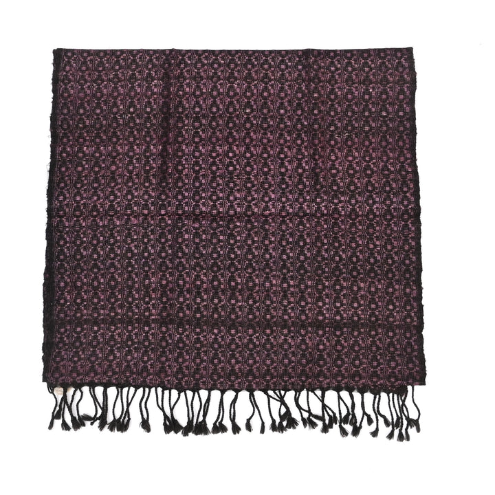 Tussar Silk Merino Wool Stole | Black/Purple, 78"x20"