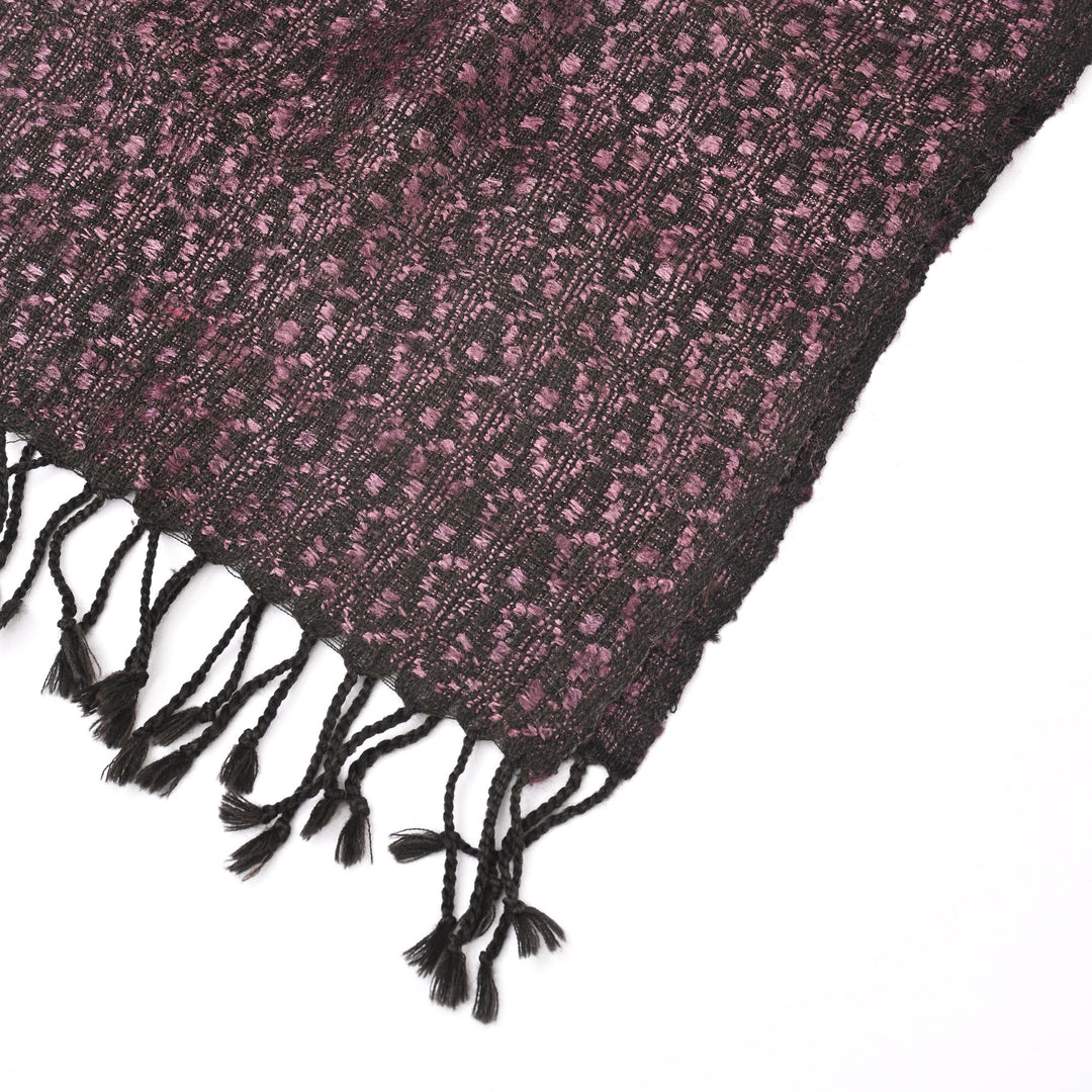 Tussar Silk Merino Wool Stole | Black/Purple, 78"x20"