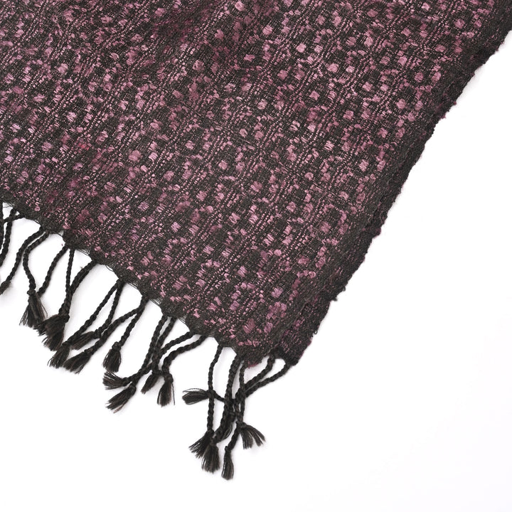 Tussar Silk Merino Wool Stole | Black/Purple, 78"x20"