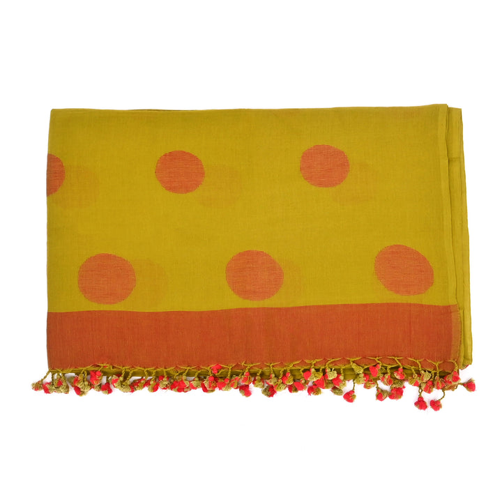 Artisan Handwoven Cotton Scarf | Traditional Craft Dupatta | Generous 100"x36"