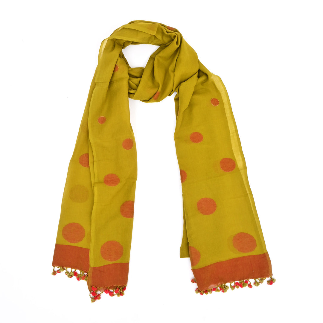 Artisan Handwoven Cotton Scarf | Traditional Craft Dupatta | Generous 100"x36"
