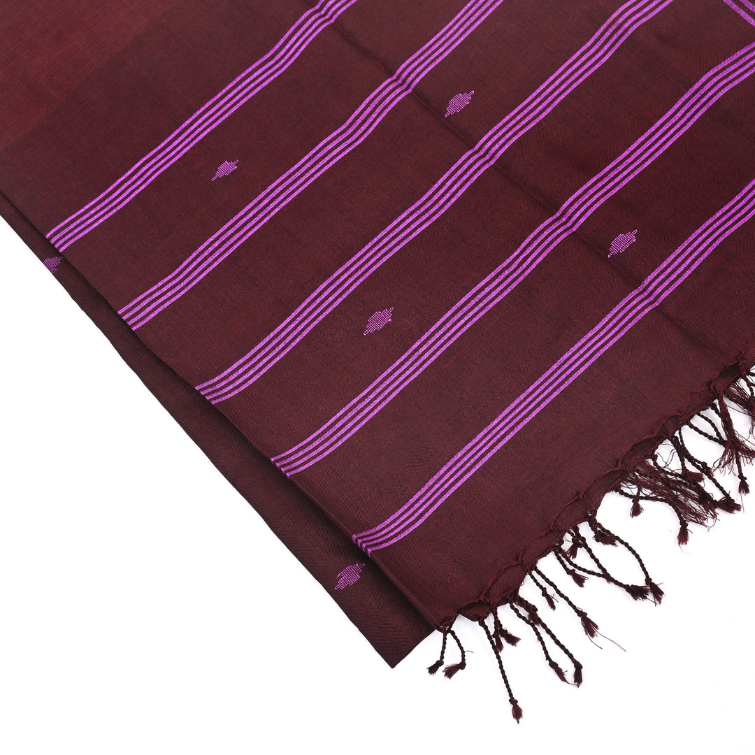 Purple Cotton Stole with Twisted Fringe | Lightweight Traditional Wrap Scarf