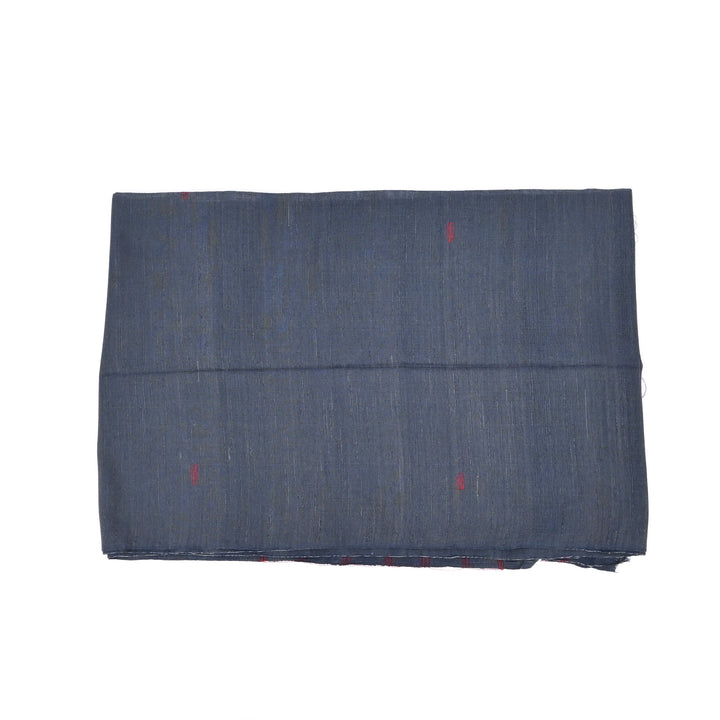 Handwoven Deep Indigo Cotton Stole | Traditional Crimson Stripe Design Scarf
