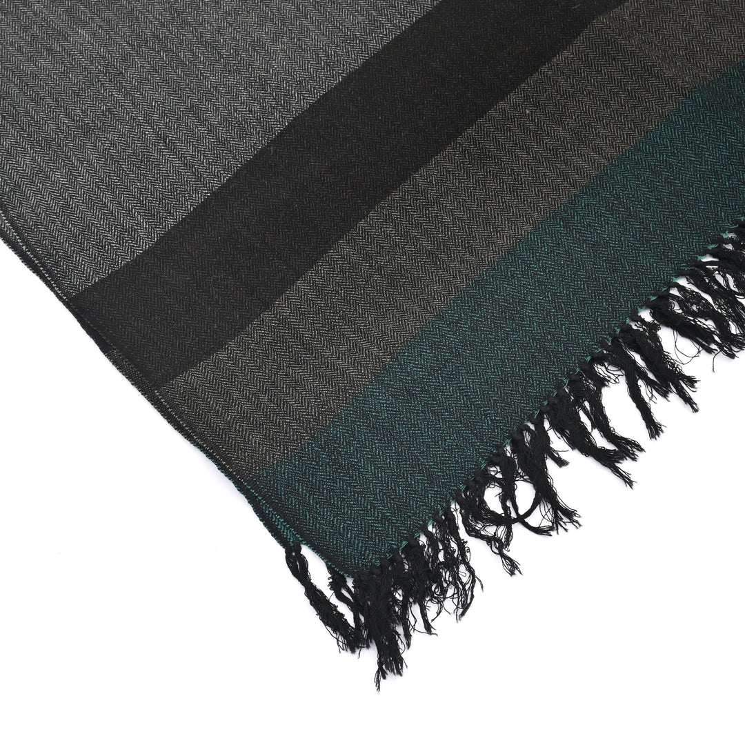 Artisan Wool Stole | Reversible Design with Bold Multicolor Stripes, 80"x28"