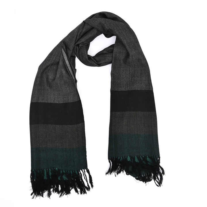 Artisan Wool Stole | Reversible Design with Bold Multicolor Stripes, 80"x28"