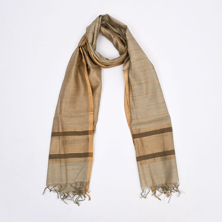 Handwoven Silk Stole with Zari Border | 90X29"