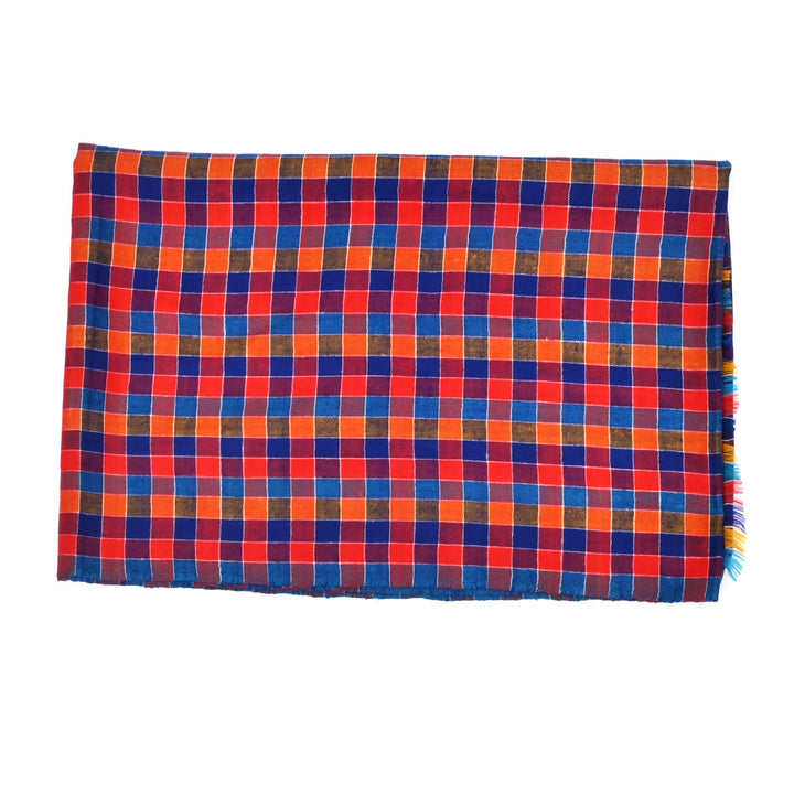 Authentic Himalayan Pashmina Shawl | Checkered Design 28"x80"