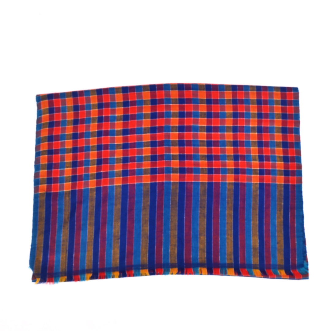 Authentic Himalayan Pashmina Shawl | Checkered Design 28"x80"
