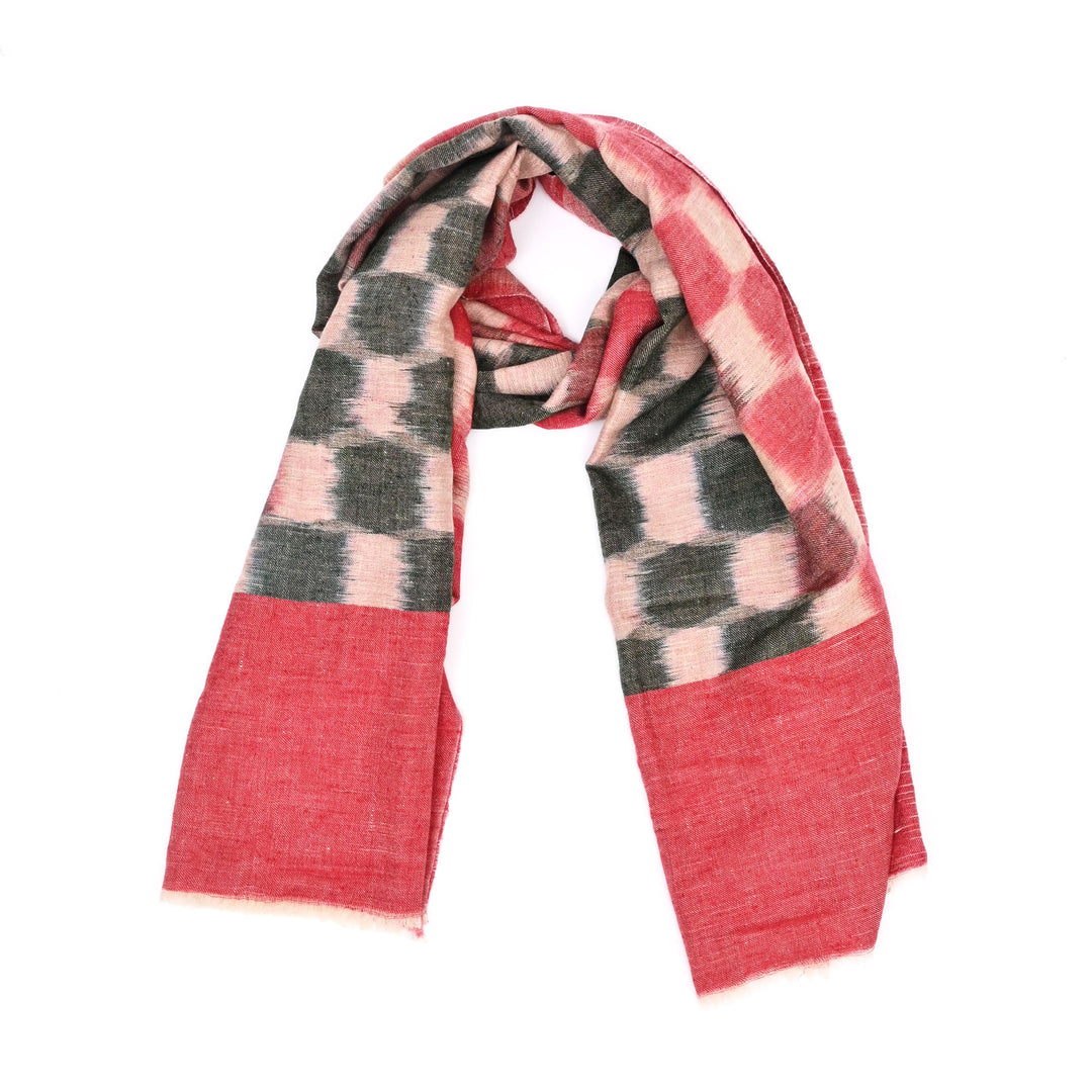 Reversible Ikat Pashmina Multicolor Stole, 80"x28"