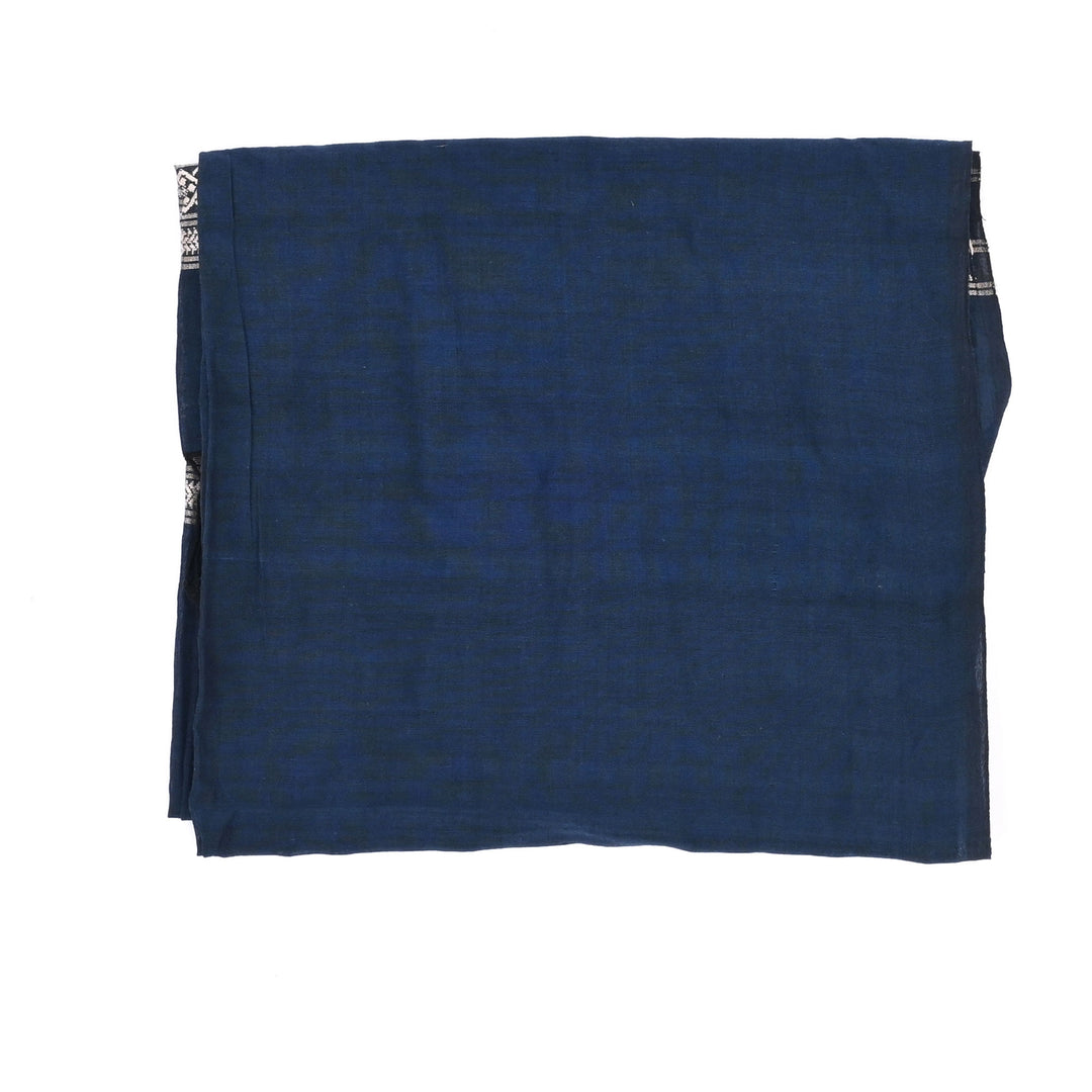 Cotton Baluchari Stole | Traditional Indigo Wrap 78"x24.5"