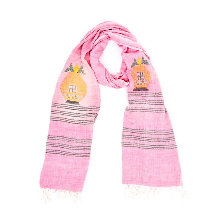 Handwoven Cotton Stole | Traditional Uttarakhand Design, 100% Cotton