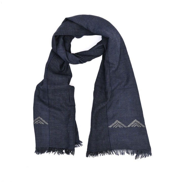 Kullu Indigenous Wool Shawl in Smoky Grey Color, 80"x28"