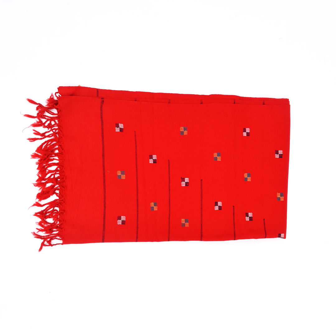 Handwoven Merino Wool Stole | Red Elegant Wrap