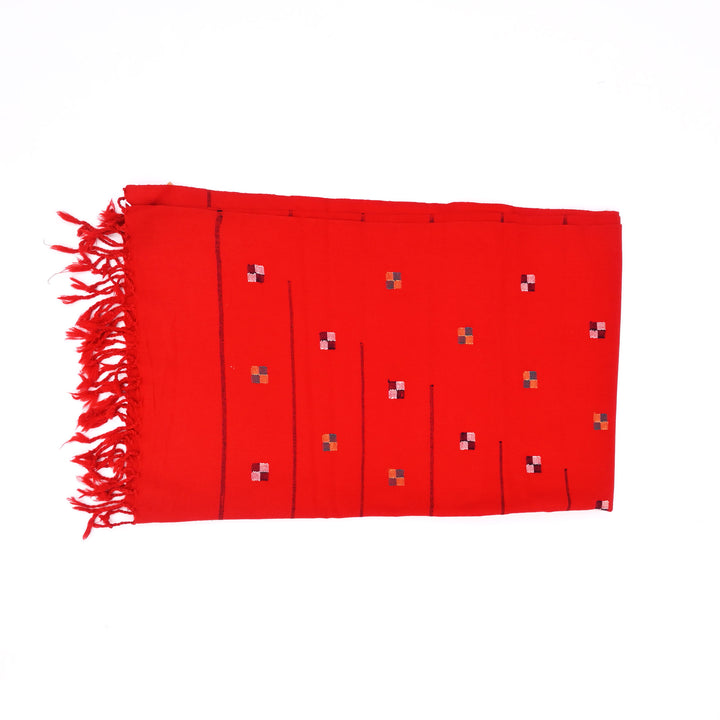 Handwoven Merino Wool Stole | Red Elegant Wrap