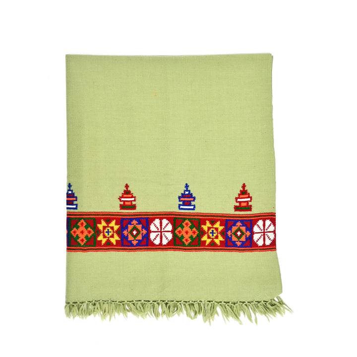 Elegant Green Handwoven Sheep Wool Shawl | Warm & Stylish Comfort