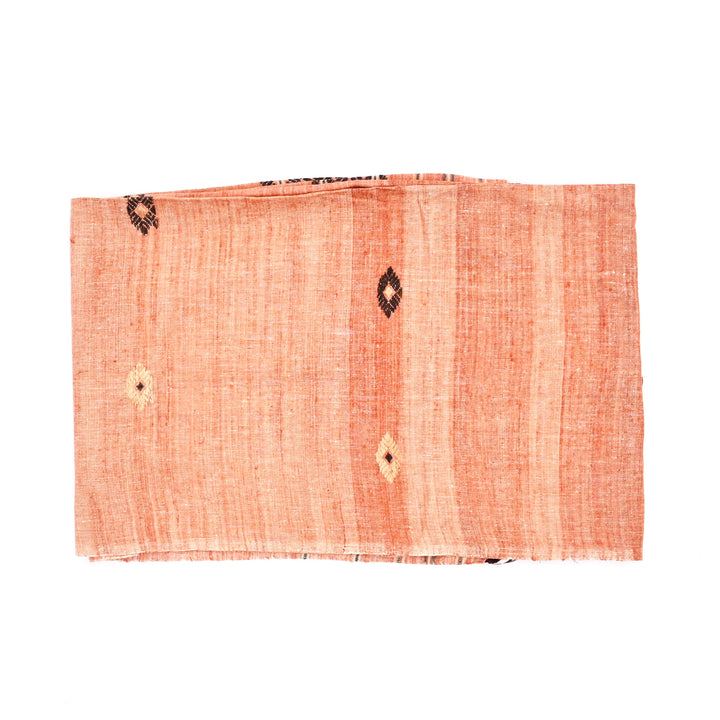Peace Silk Dupatta | Artisan Made Eri Silk in Orange & Black with Muga Ghicha Work