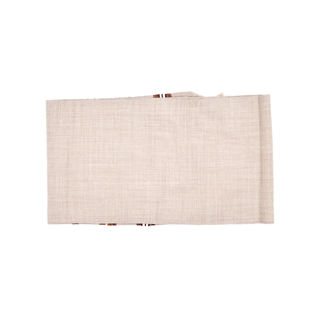 Natural Beige Wool Scarf | Pure Sheep Wool with Classic Stripes | 78"x12