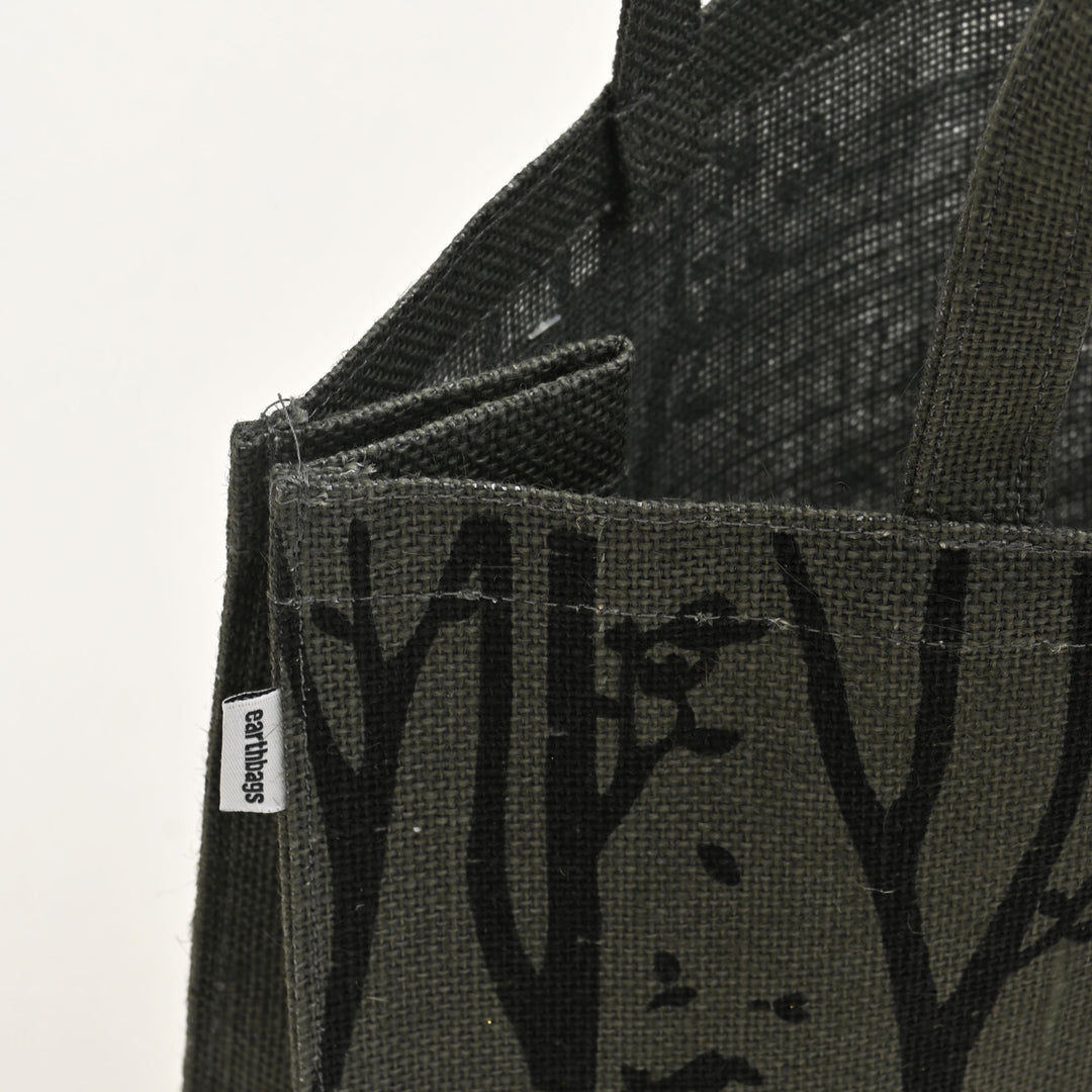 Christmas Gift Bag | Laminated Jute Bag with Metalic Print | Gray