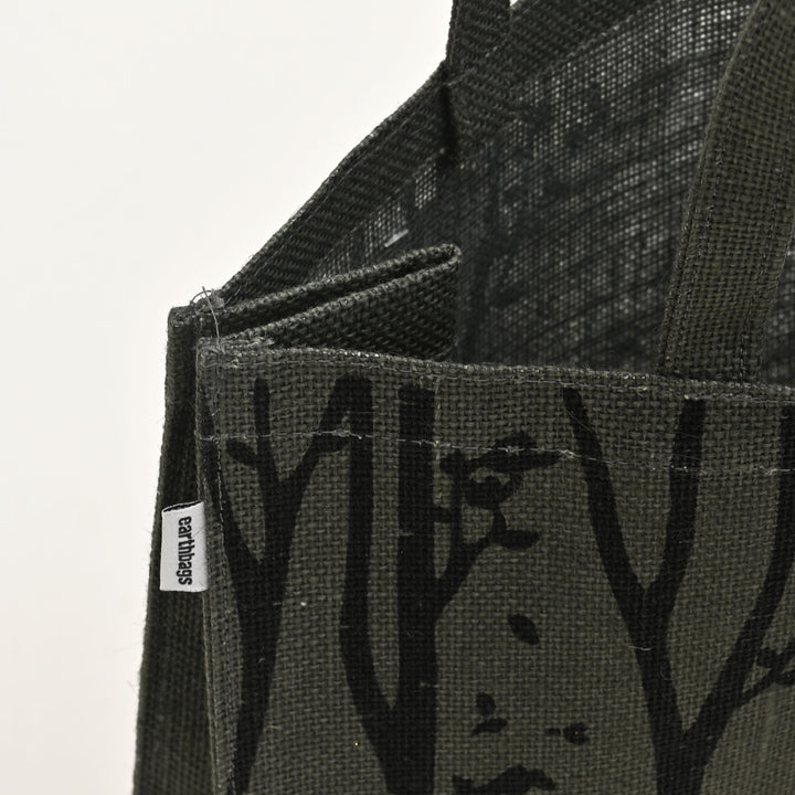 Christmas Gift Bag | Laminated Jute Bag with Metalic Print | Gray