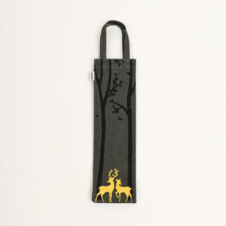 Christmas Gift Bag | Laminated Jute Bag with Metalic Print | Gray