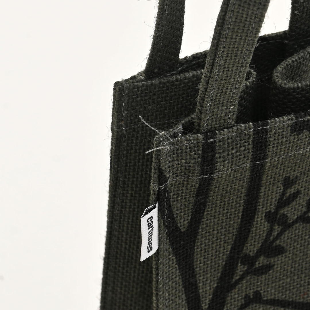 Christmas Gift Bag | Laminated Jute Bag with Metalic Print | Gray