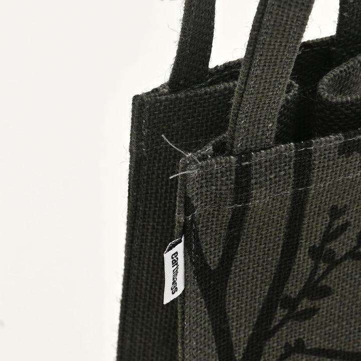 Christmas Gift Bag | Laminated Jute Bag with Metalic Print | Gray