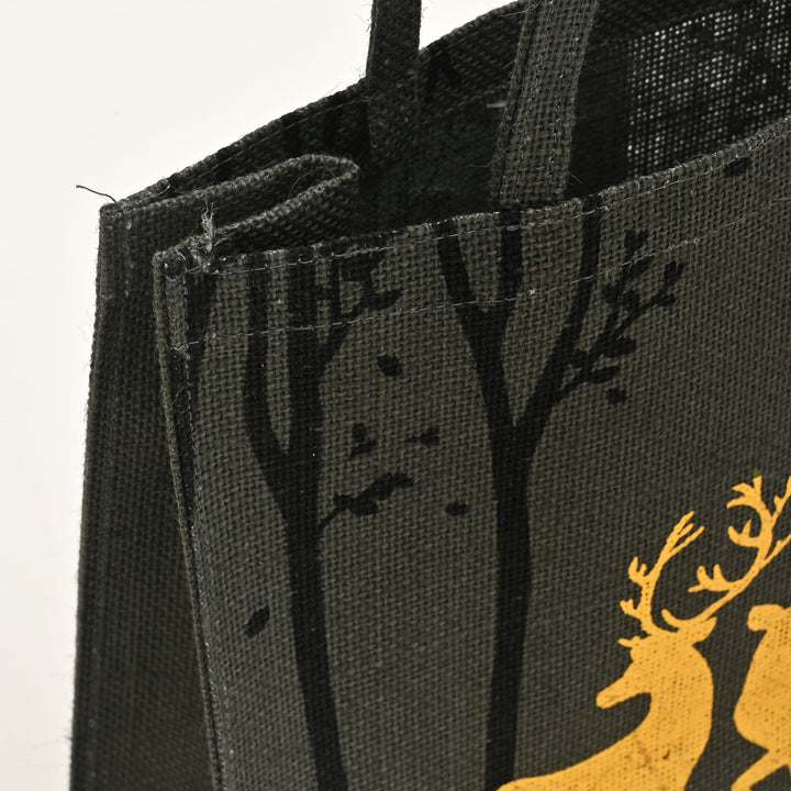Christmas Gift Bag | Laminated Jute Bag with Metalic Print | Gray