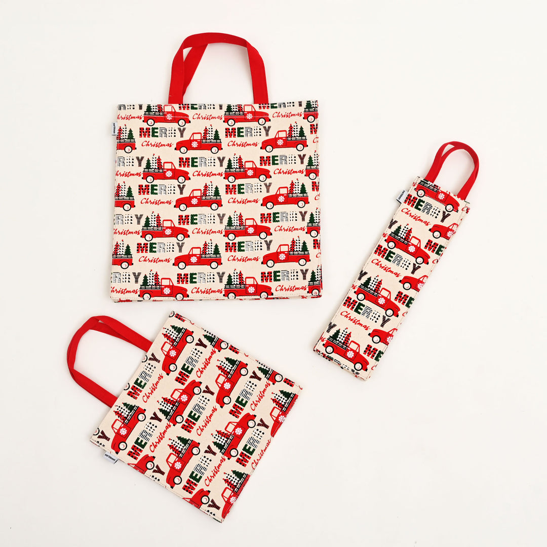 Christmas Gift Bag | Laminated Printed Canvas Bag with Allover Print