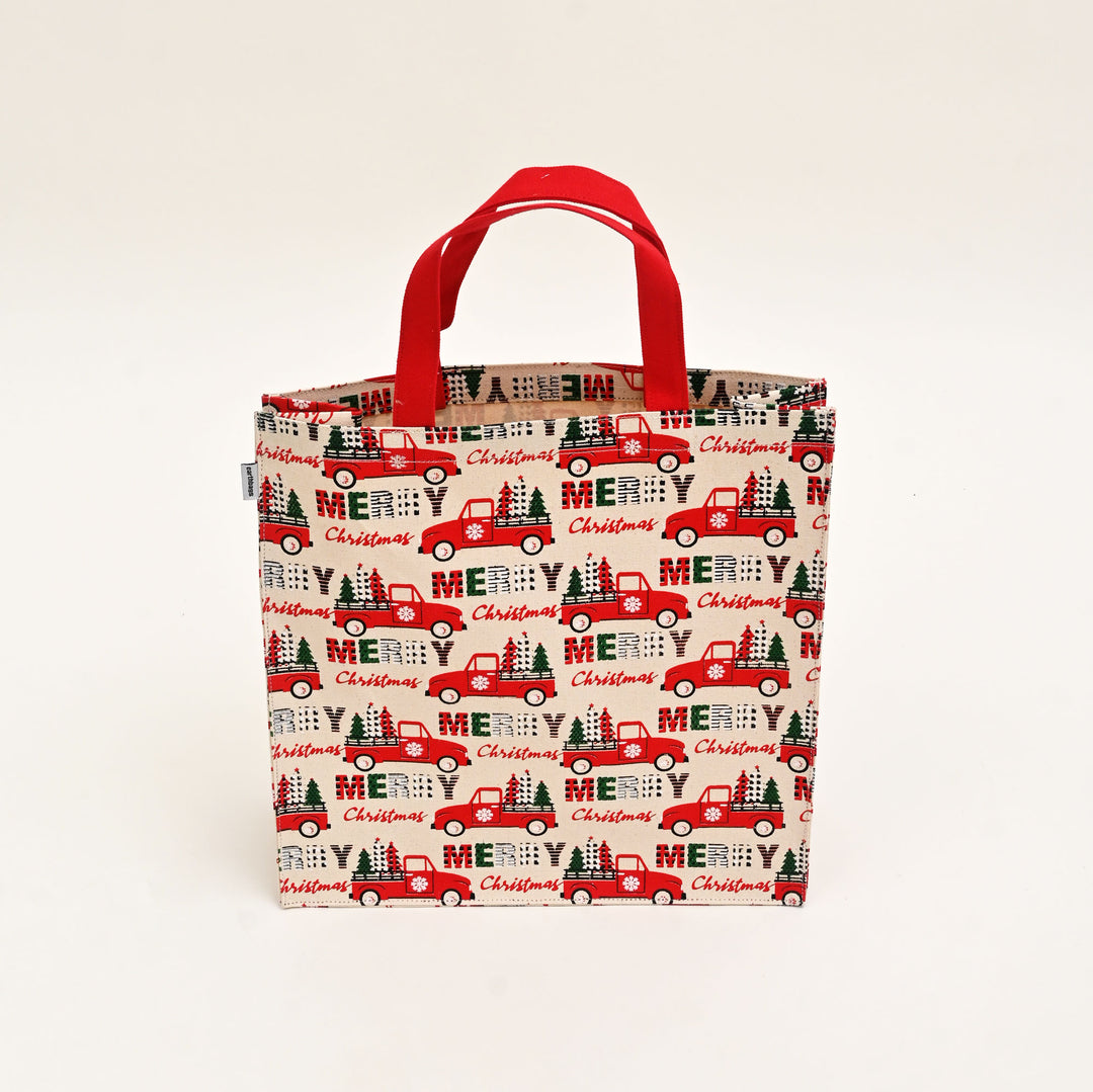 Christmas Gift Bag | Laminated Printed Canvas Bag with Allover Print