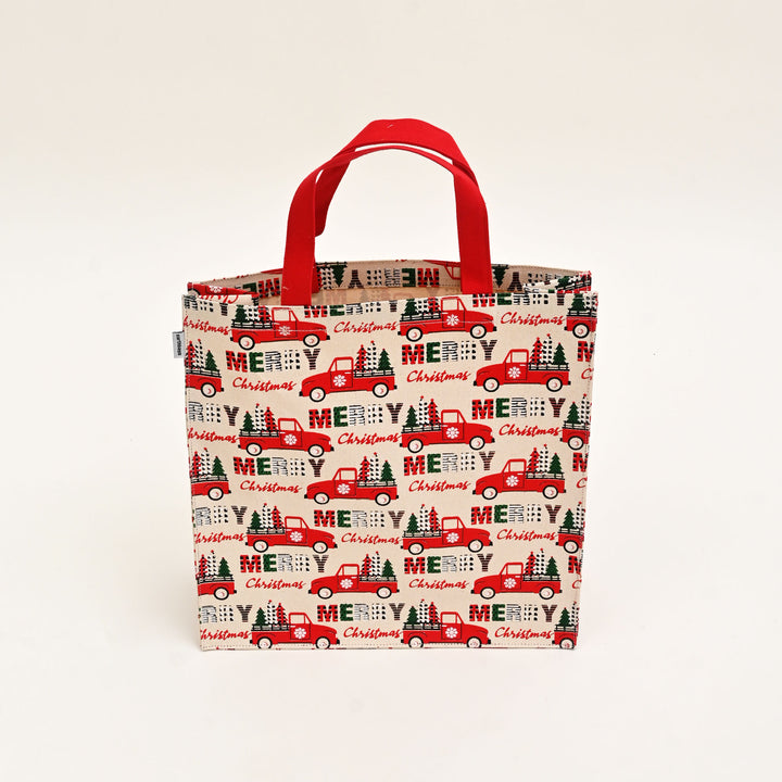 Christmas Gift Bag | Laminated Printed Canvas Bag with Allover Print