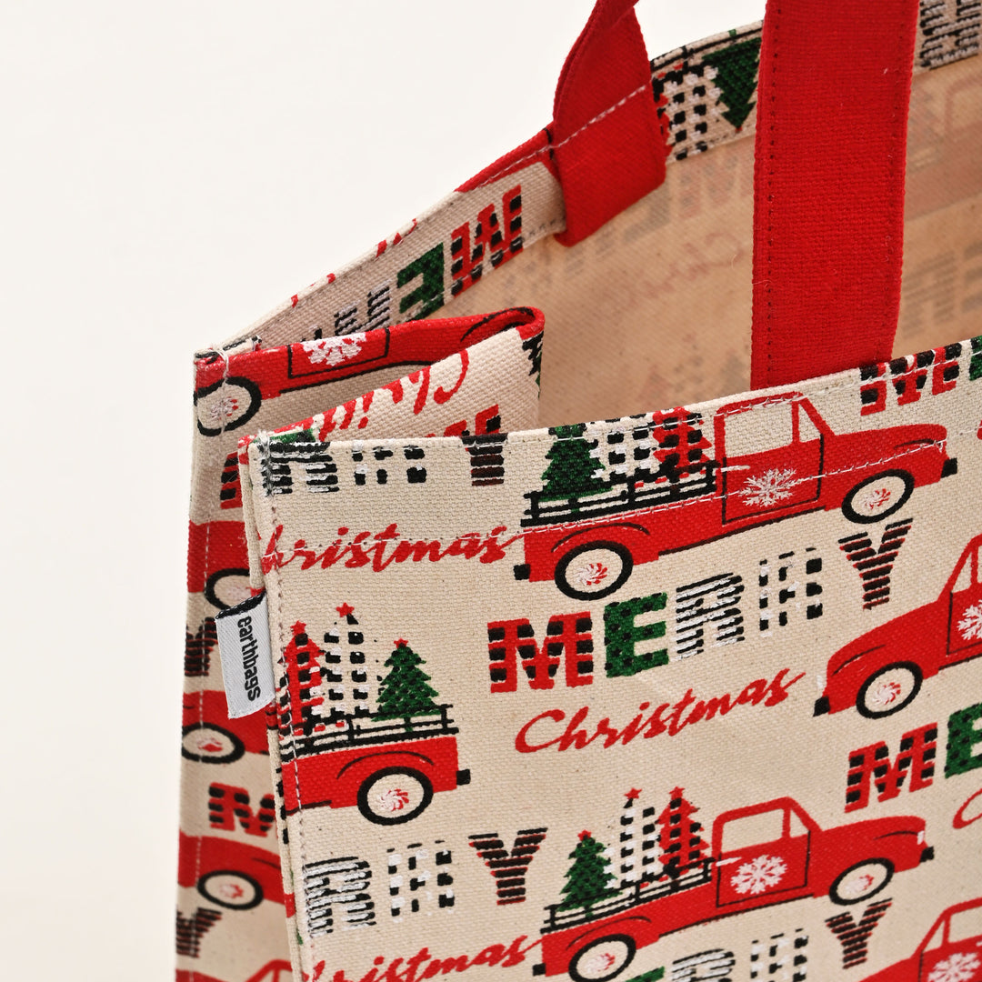 Christmas Gift Bag | Laminated Printed Canvas Bag with Allover Print