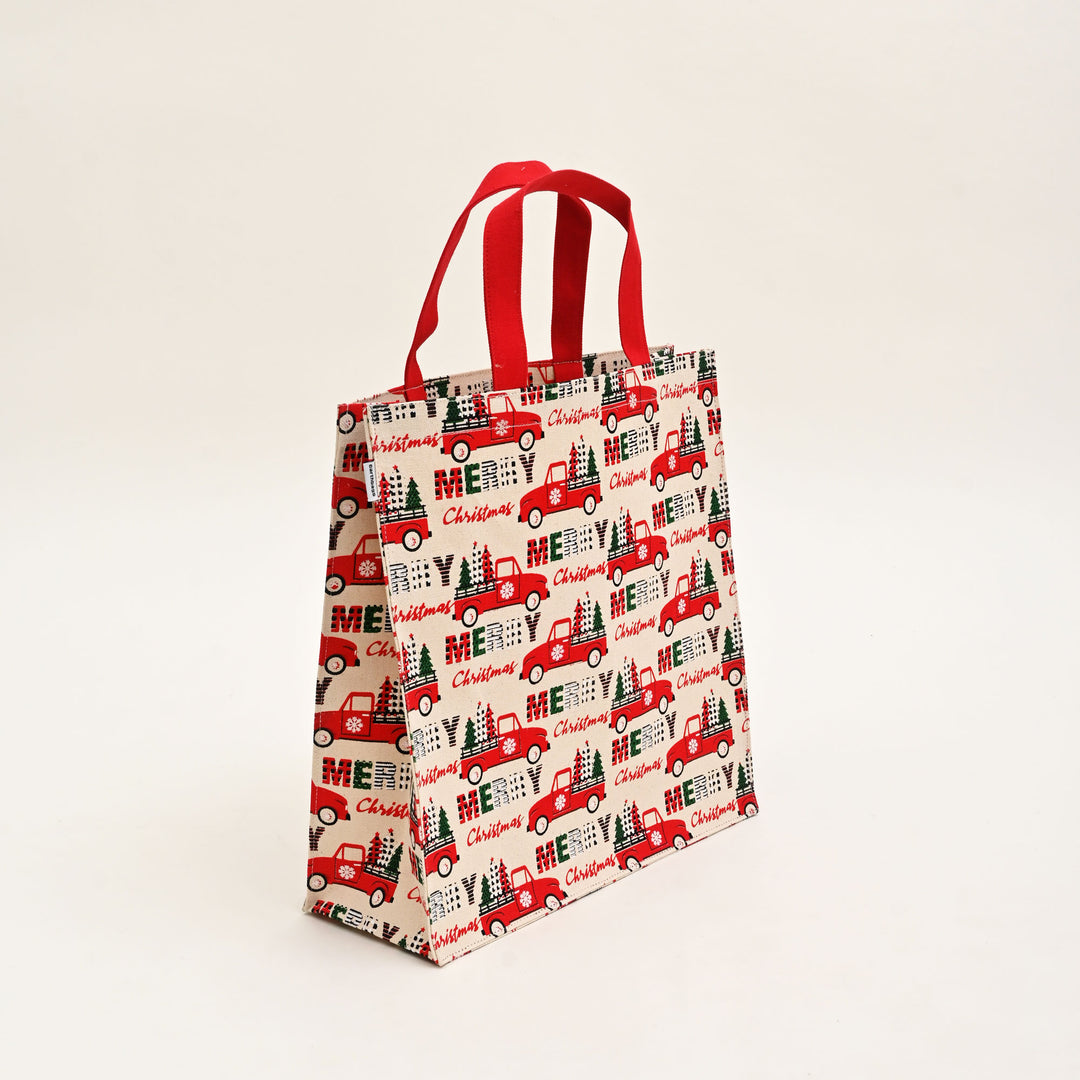 Christmas Gift Bag | Laminated Printed Canvas Bag with Allover Print