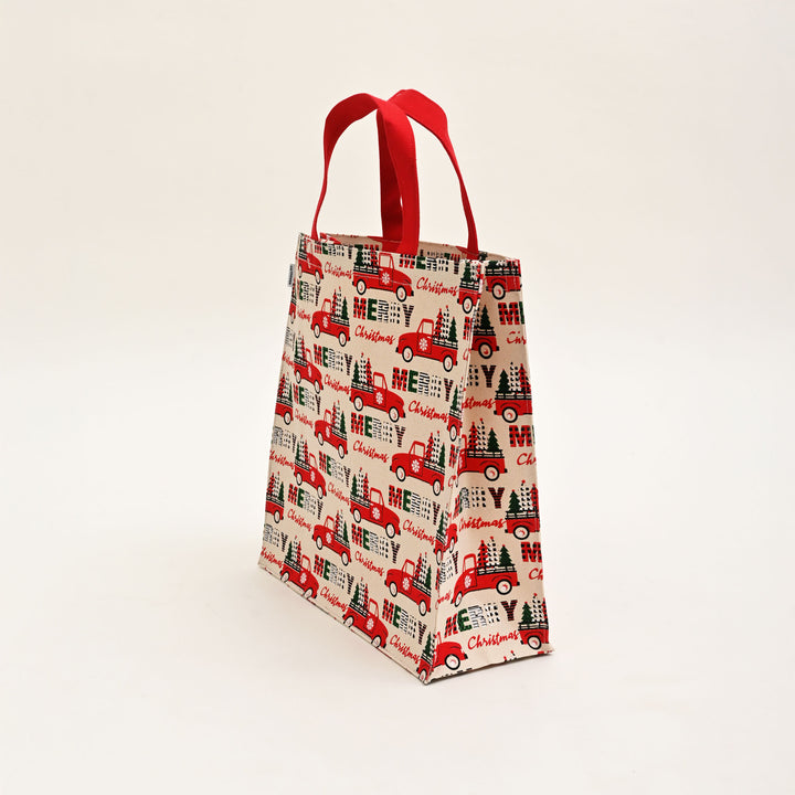 Christmas Gift Bag | Laminated Printed Canvas Bag with Allover Print