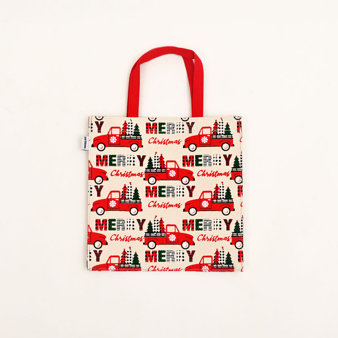 Christmas Gift Bag | Laminated Printed Canvas Bag with Allover Print
